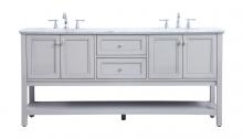 Elegant VF27072GR - 72 In. Double Sink Bathroom Vanity Set in Grey