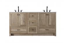 Elegant VF2866DNT - 66 inch Double Bathroom Vanity In Natural Oak