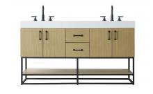 Elegant VF29260DMHB - 60 inch Double Bathroom Vanity in Honey Brown