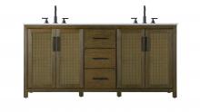 Elegant VF29572DHO - 72  Inch Double Bathroom Vanity In Hazel Oak