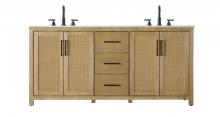 Elegant VF29572DLO - 72  Inch Double Bathroom Vanity In Linen Oak