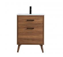 Elegant VF41024WB - 24 Inch Bathroom Vanity in Walnut Brown