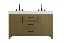 Elegant VF60654DMCB - 54 inch Double Bathroom Vanity In Chestnut Brown