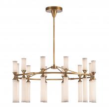 Alora Lighting CH348038VBFR-UNV - Edwin 38-in Vintage Brass/Frosted Ribbed Glass LED Chandeliers