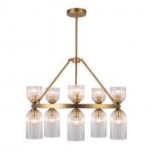 Alora Lighting CH442626BGCR - Nelly 26-in Brushed Gold/Clear Ribbed Glass Socket Chandelier