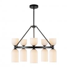 Alora Lighting CH442626MBGR - Nelly 26-in Matte Black/Glossy Ribbed Opal Glass Socket Chandelier