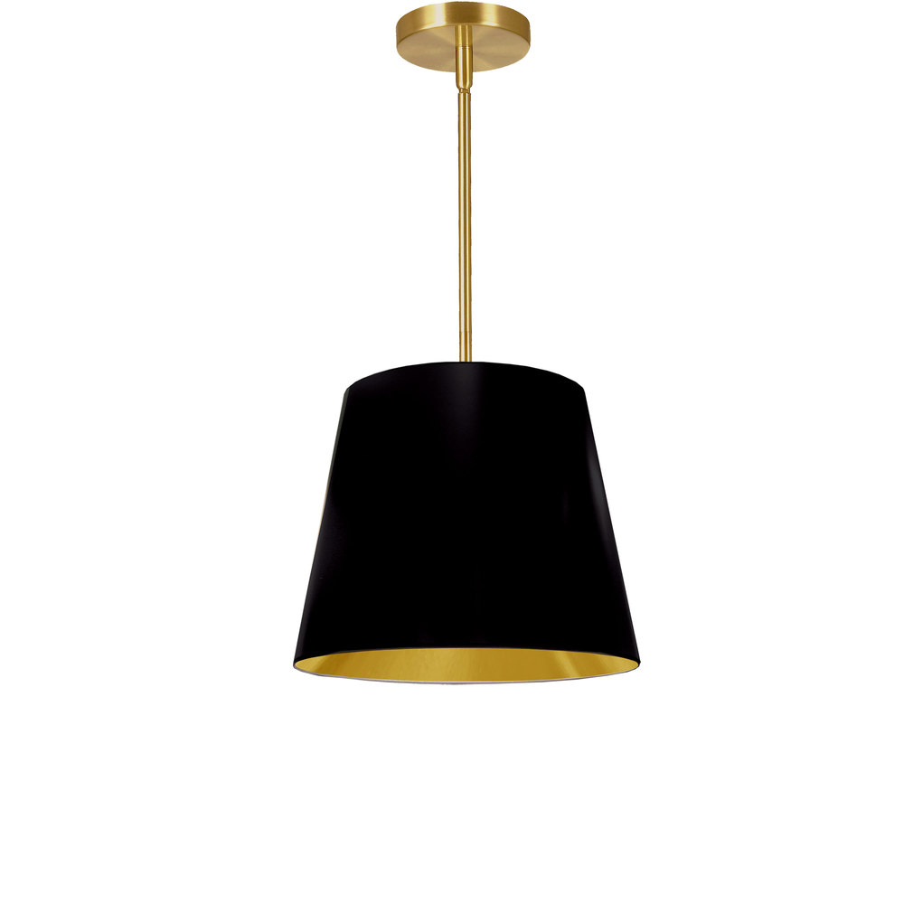 1 Light Oversized Drum Pendant Small Black/Gold Shade