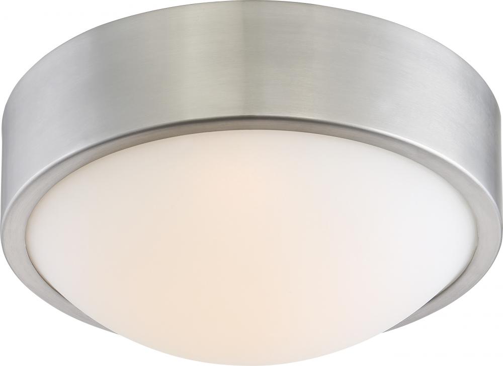 Perk - 9'' LED Flush with White Glass - Brushed Nickel Finish