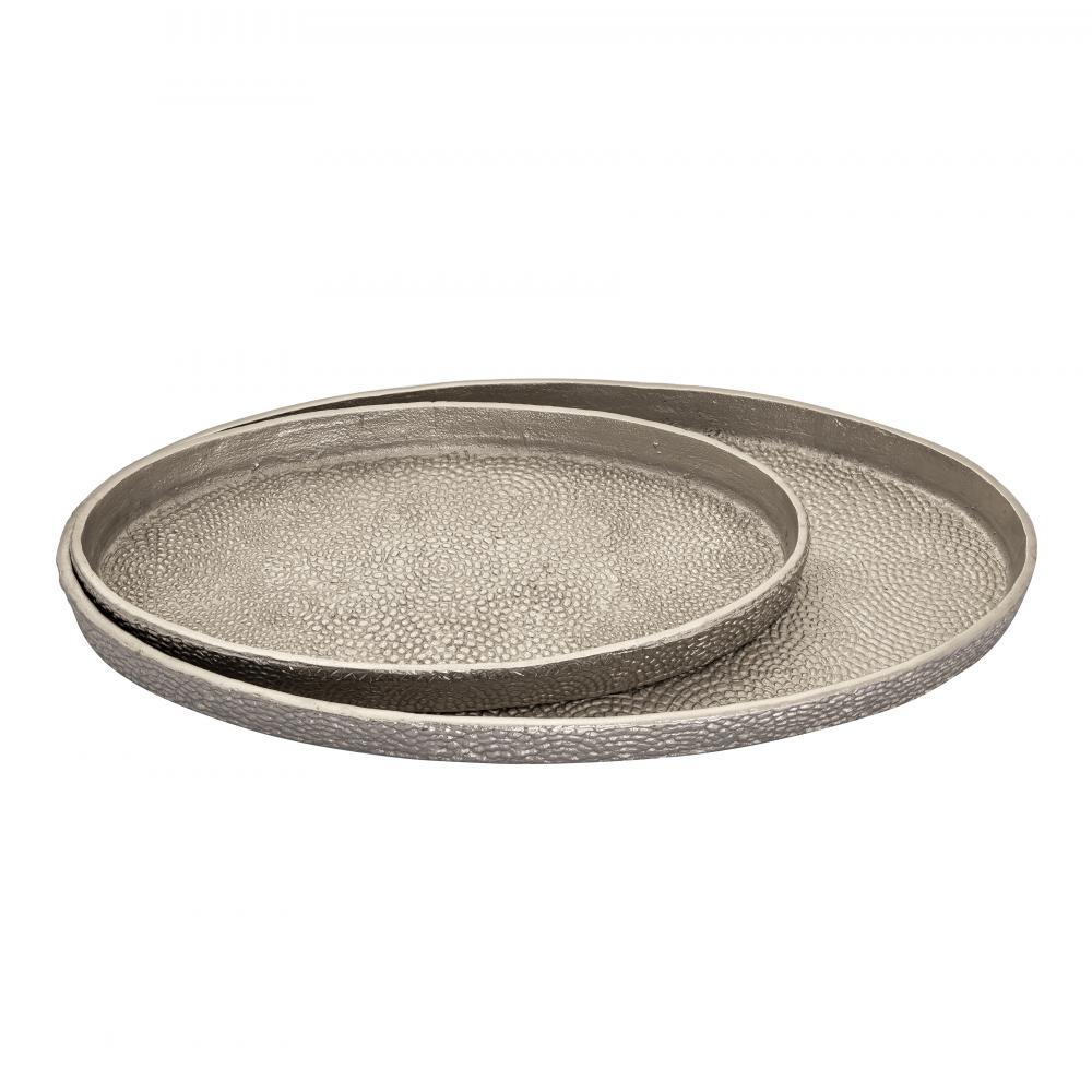 Oval Pebble Tray - Set of 2 Nickel