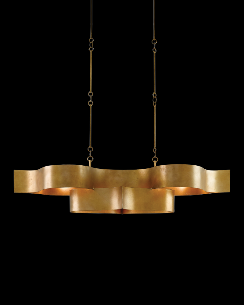 Grand Lotus Oval Gold Chandelier